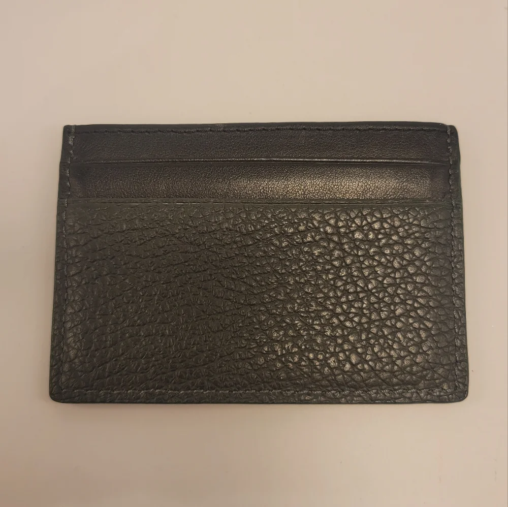 Banana Republic SLIM CROSSHATCHED LEATHER CARD CASE Black & Green New